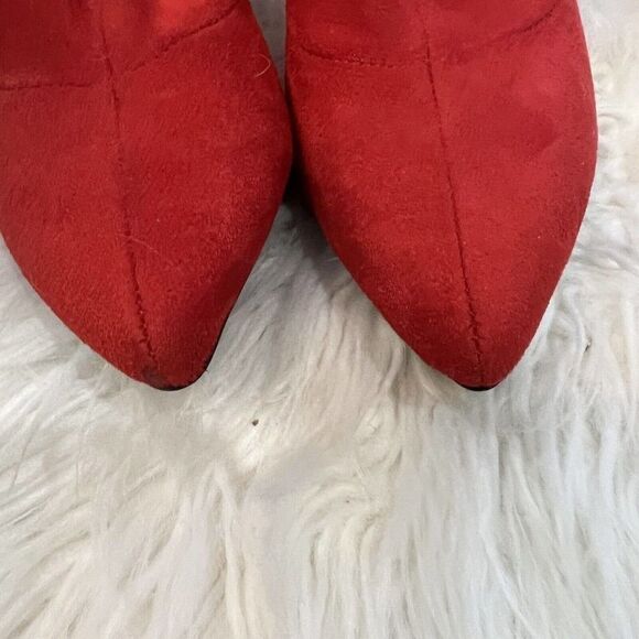 INC International Concepts BRIELLAF Fabric Point Toe Red Over The Knee Boots 6 - Picture 10 of 10